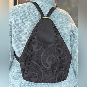 Danny K Black Classic Convertible Backpack/Cross-Body Bag